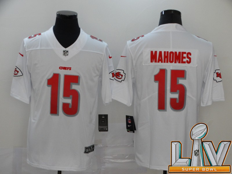 Super Bowl LV 2021 Men Kansas City Chiefs #15 Mahomes white Nike Vapor Untouchable Stitched Limited NFL Jerseys